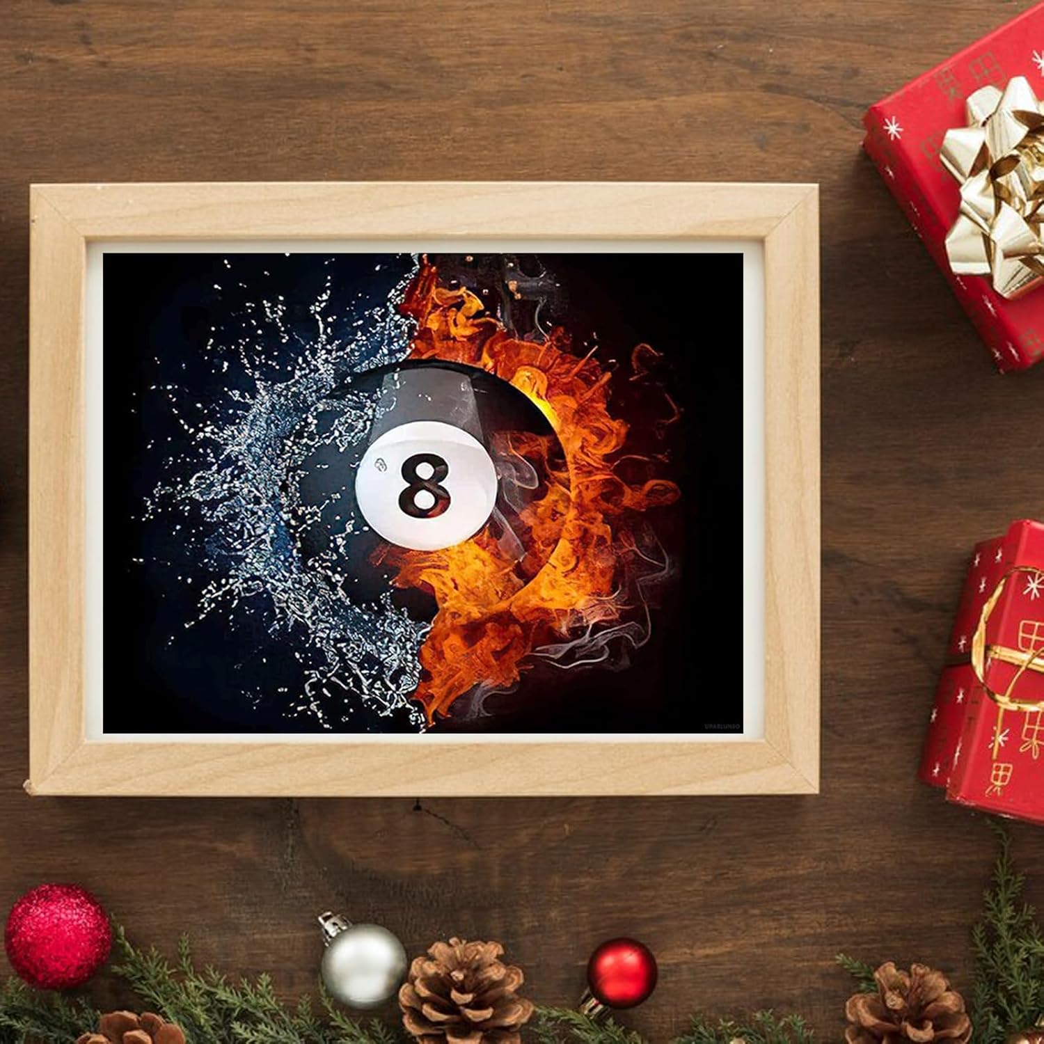 Hot Billiard in Fire Water 5D DIY Diamond Painting Kits for Adults Diamond Arts Paint by Number Kits Great for Home Wall Decor Gift 12x16 inch