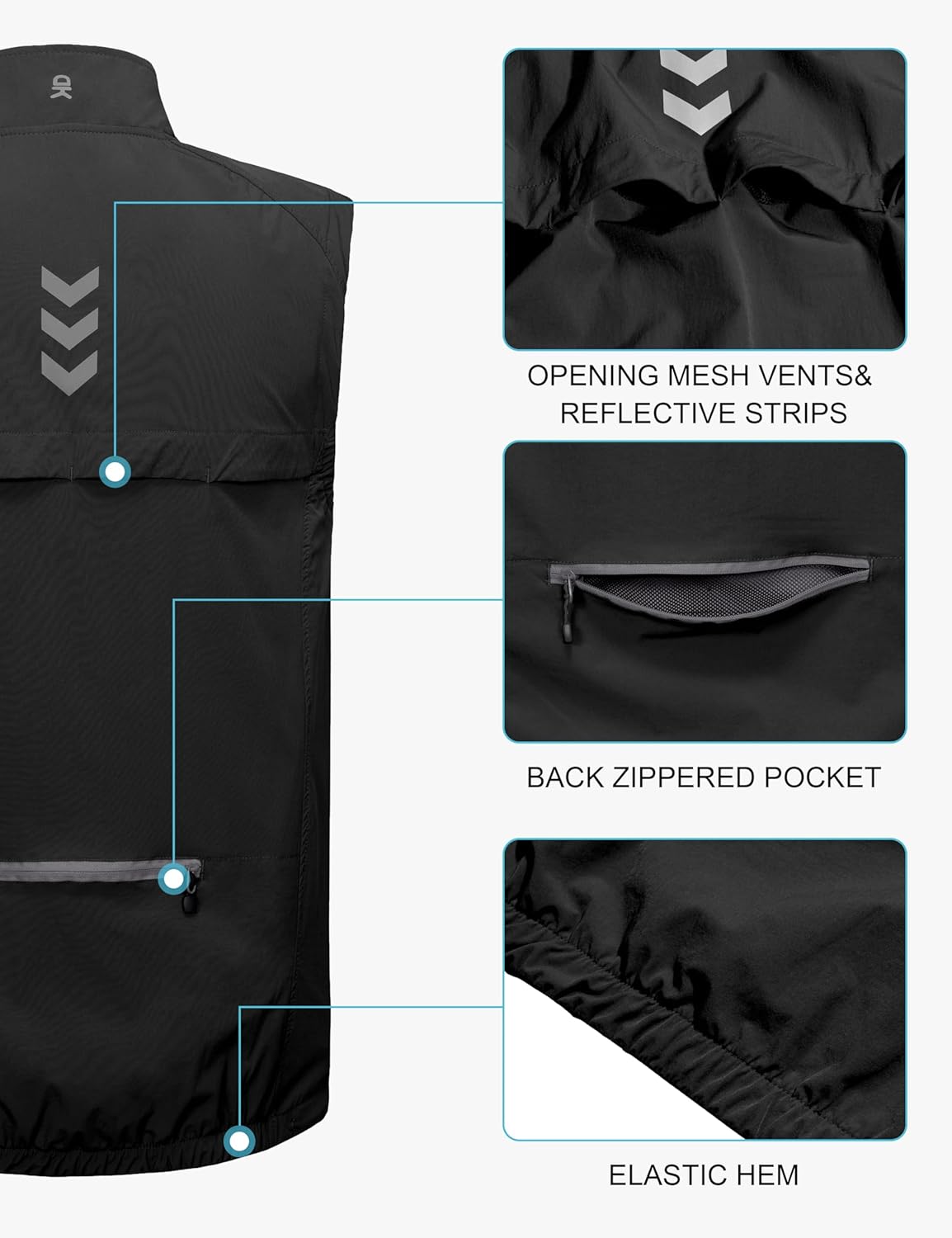 Little Donkey Andy Men's Lightweight Quick Dry Vest Packble Outerwear Sleeveless Windproof Jacket for Golfing Cycling Running - Image 7