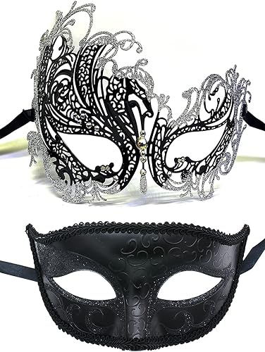 Miniatura 3 de Juego de máscaras venecianas de silicona realista para parejas, máscara de media cara