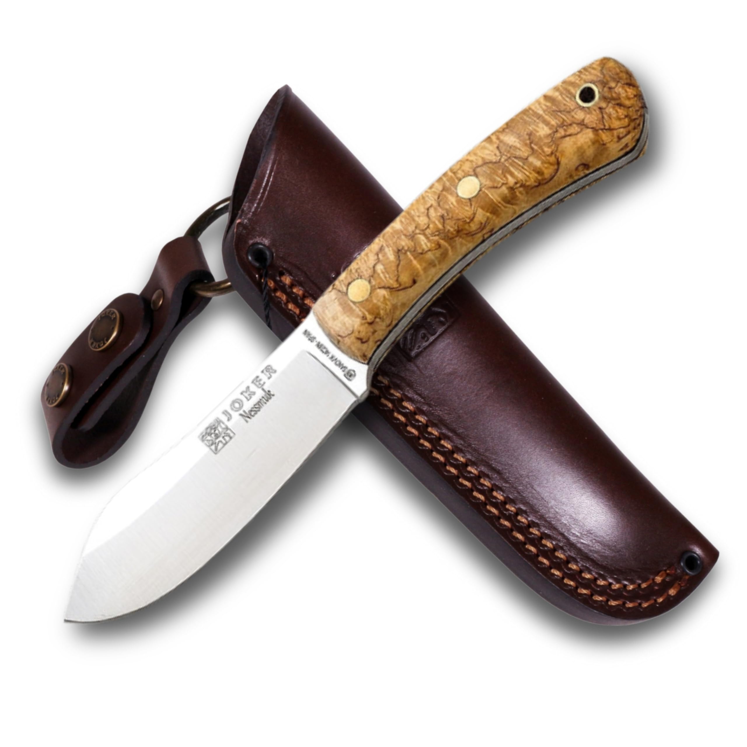 Joker Nessmuk CL136 Hunting Knife, Birch Handle, 11 cm Sandvik