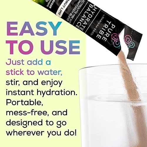 Miniatura 4 de Hydrate + Balance - Paquetes de electrolitos en polvo  Paquetes de hidratación veganos y sin azúcar con 6 vitaminas B y adaptógenos  Bebida de coco