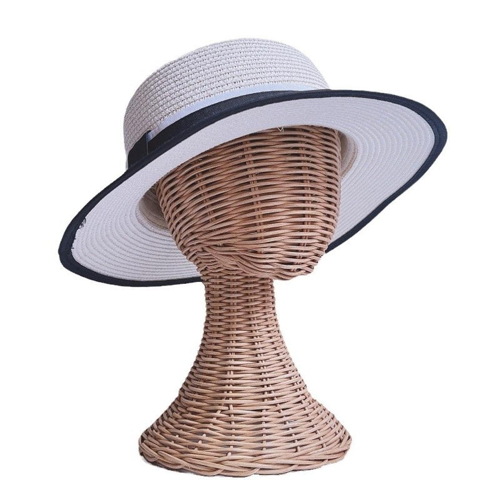 perfk Supporto per parrucca con supporto per testa di manichino, modello di visualizzazione per parrucche in rattan professionale alla moda, porta cappelli,