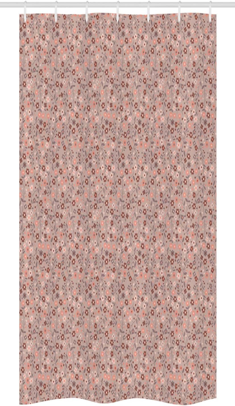 Ambesonne Floral Stall Shower Curtain, Spring Petal Swirled Branch Blossom Nature Beauty Essence Vibrant Image, Fabric Bathroom Decor Set with Hooks, 36" W x 72" L, Mauve Salmon Dried Rose