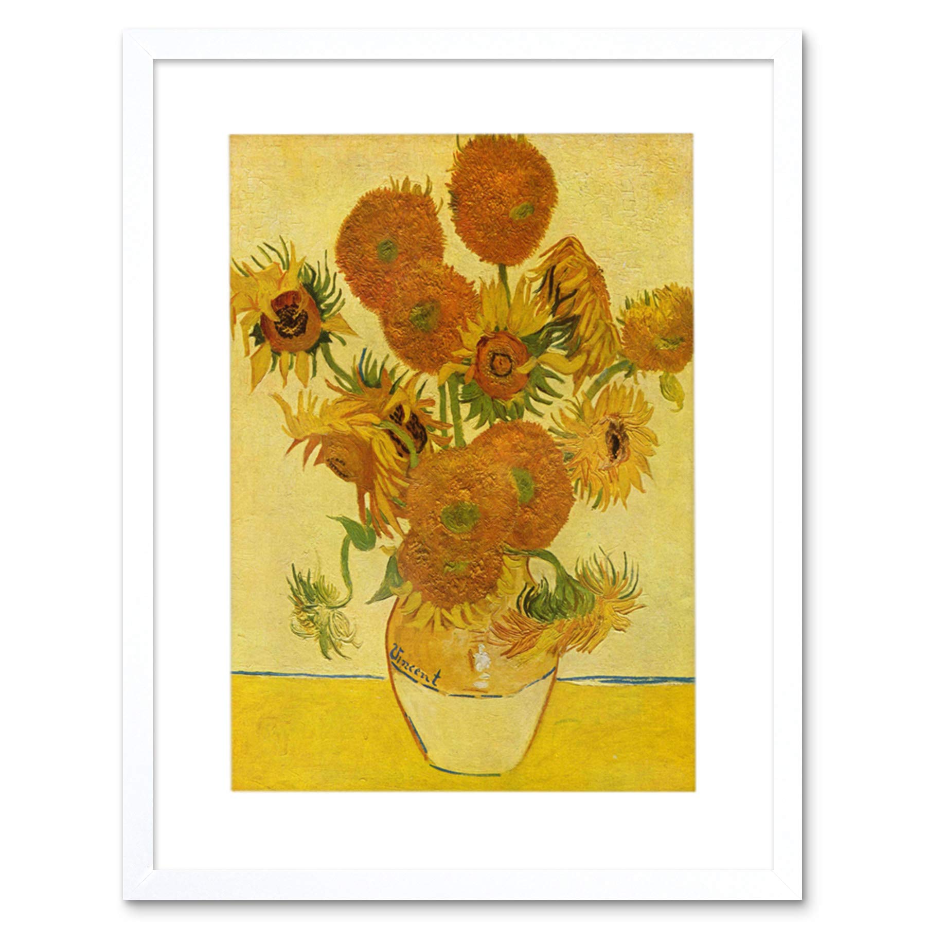 Wee Blue Coo Painting Van Gogh Still Life Sunflowers Framed Wall Art Print