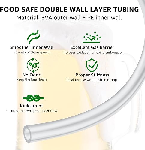 Miniatura 4 de Kegerator - Tubería de línea de cerveza Hilangsan Kegerator, línea de gas CO2, empuje para conectar, ajuste de 3/8 pulgadas de diámetro exterior ×