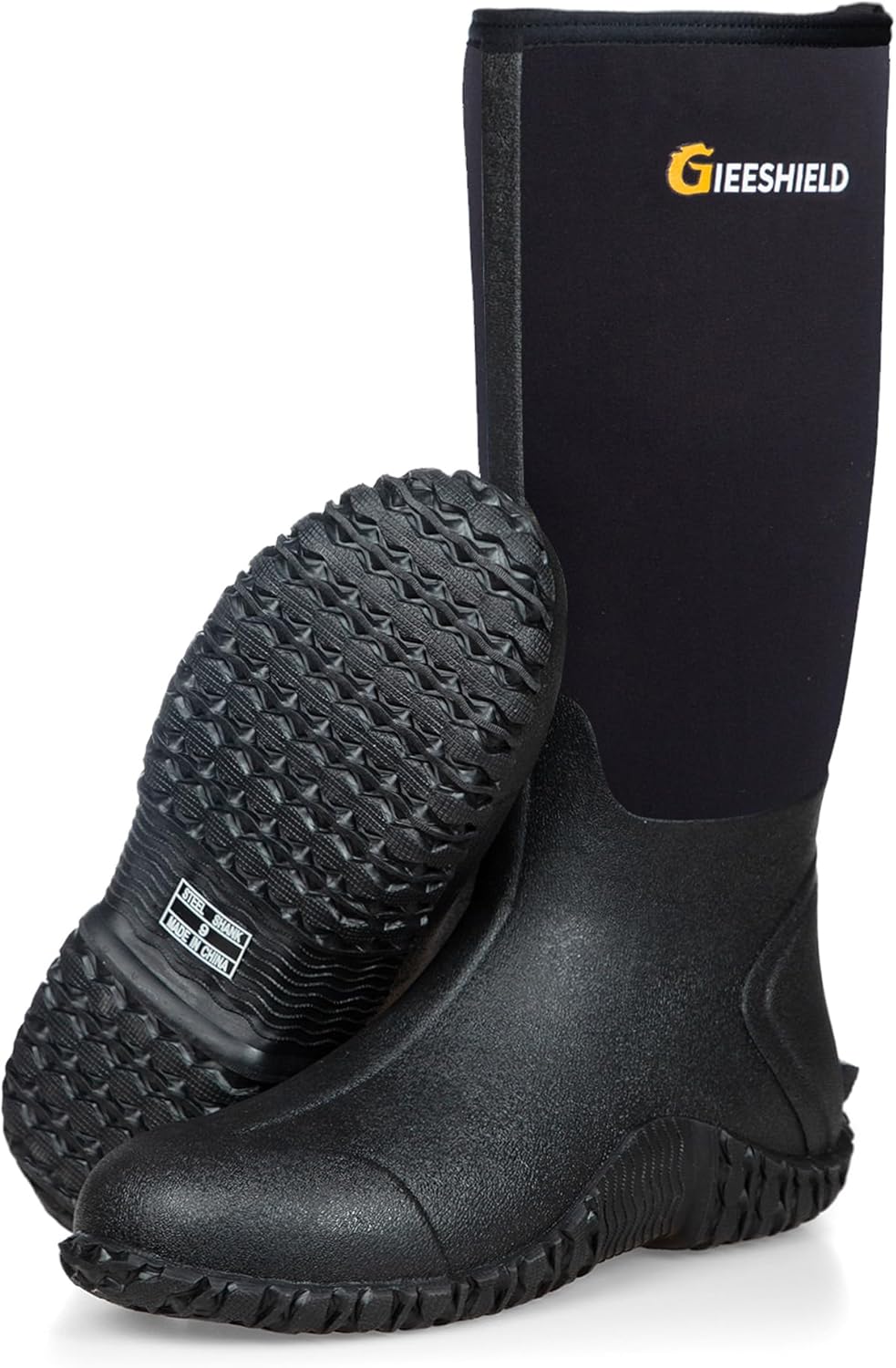 Rubber Boots for Men And Women, Waterproof Insulated Hunting & Work Boots with Steel Shank, Durable Anti-Slip Outdoor Boots for Farming, Gardening, Fishing, Mud Working(Black, Next G2 Camo)