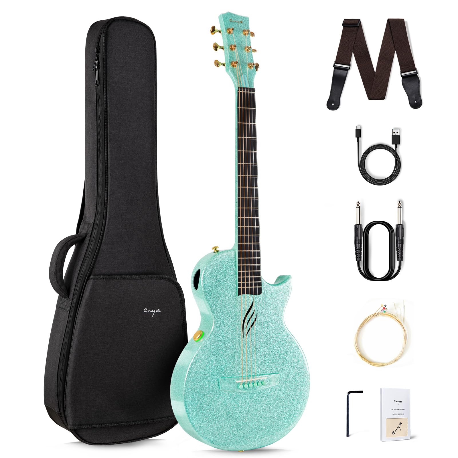 Enya NOVA Go SP1 Carbon Fiber Acoustic Electric Guitar with Smart AcousticPlus 35 Inch Travel