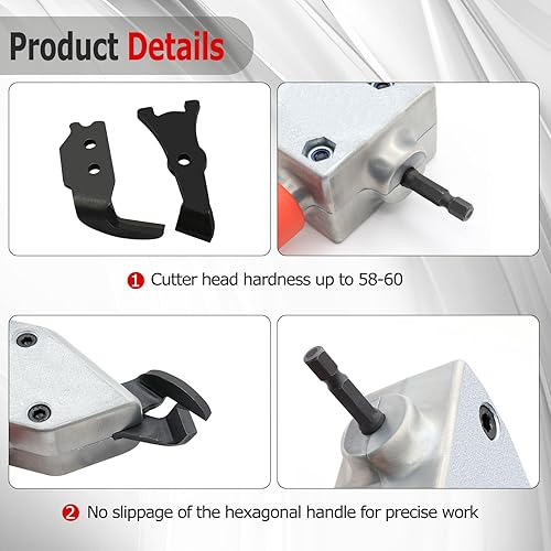 Miniatura 4 de Turbo Shears - Accesorio de taladro para corte de chapa metálica Malco TS1 Turbo Shear, herramienta de corte de tijeras de chapa de alta resistencia