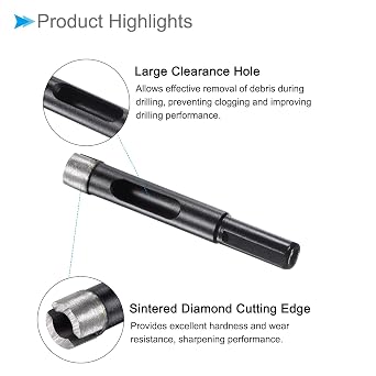Diamond Core Drill Bits,12mm Cutting Diameter, Sintering Diamond Dry or Wet Hole Saws - (Applications: for Electric Hand Portable Tile Glass Plastic Wood)