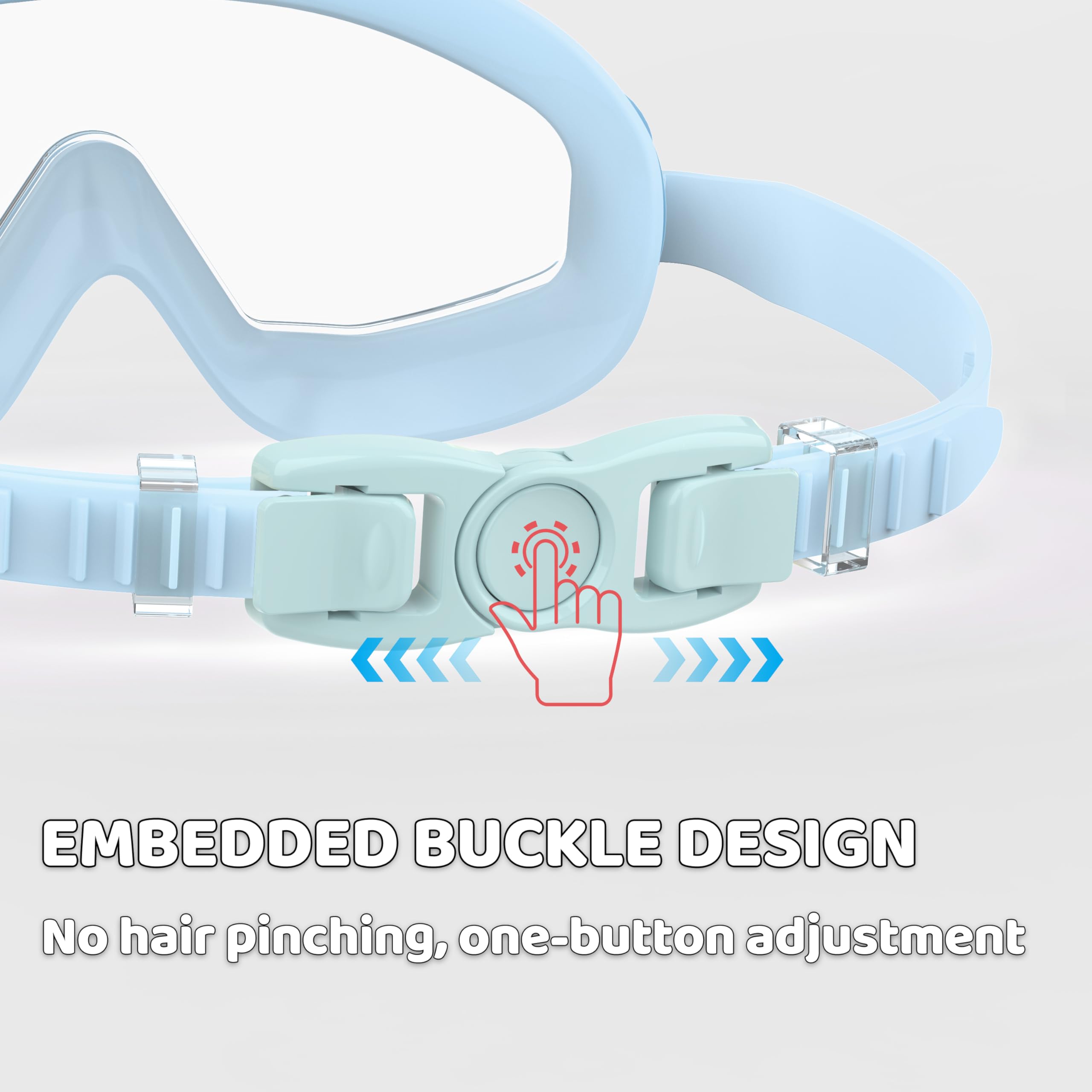 Gafas de Natación Niño con Anti-Vaho y UV, Visión Panorámica, Ajuste 1 Botón, Sello de Silicona, Unisex para 3-12 Años