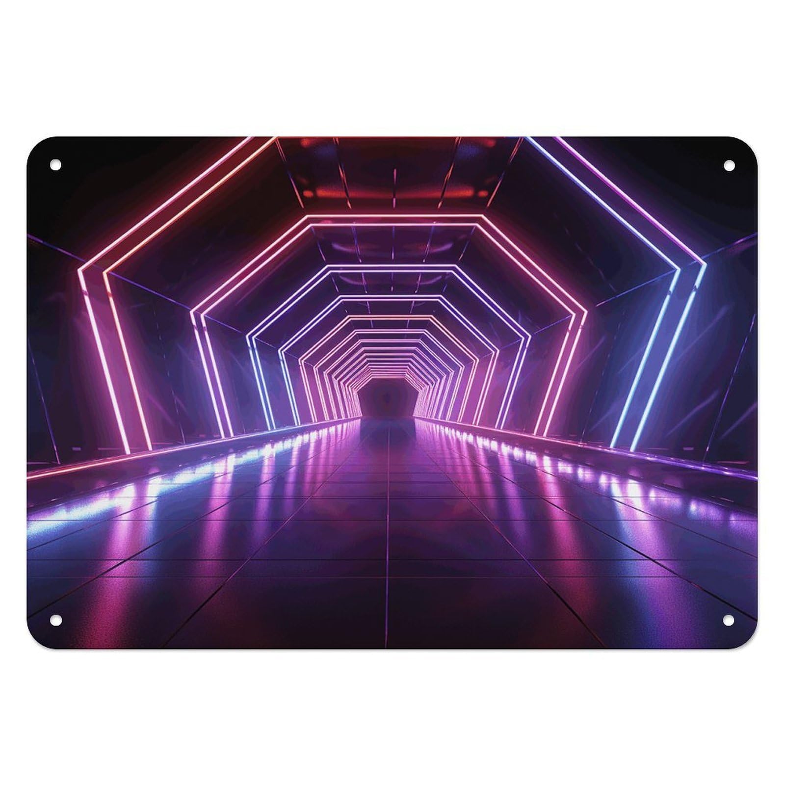 Fekiloot Style Neon Lights Tunnel Wall Decor Iron Painting Metal Sign
