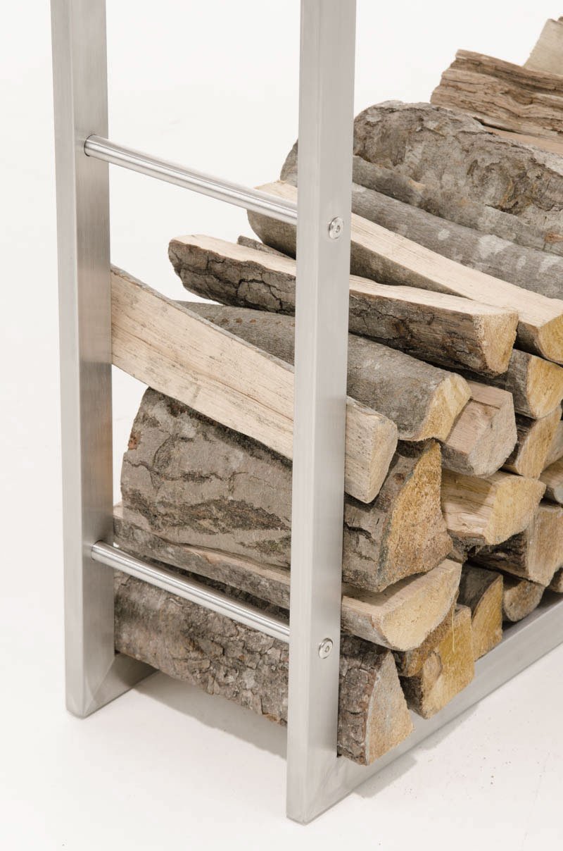 CLP Scaffale Legnaia Keri in Robusto Acciaio Inox per Camino I Portalegna da Interno per Caminetto I Supporto Legnaia Design Soggiorno, Dimensione:25x80x100 cm