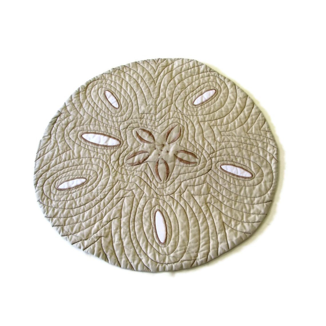 C&F Home Sand Dollar Shaped Single Quilted Cotton Handcrafted Tabletop Round Placemat All Seasons Summer Beach House Coastal Nautical Reversible Machine Washable Kitchen Dining Dinner Table Decor