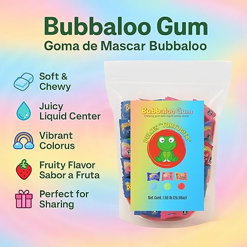 Miniatura 2 de Bubbaloo - Goma de mascar mexicana (Baya azul, Tutti Frutti, fresa) – 1 bolsa de 160 piezas, 10 Cloret's 2 incluidas en bolsa