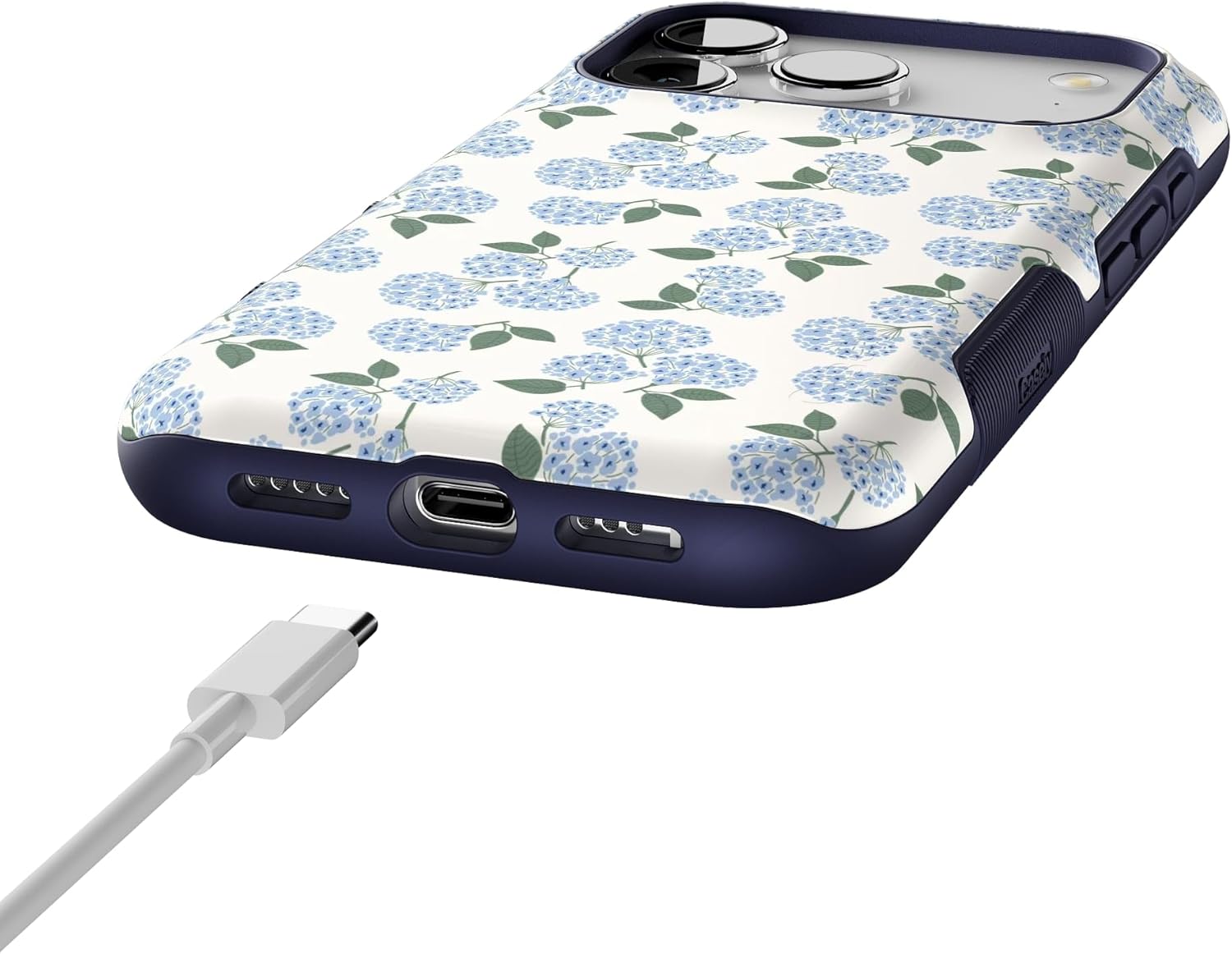 Casely iPhone 17 Pro Case | Nantucket Cottage | Blue Hydrangea | Bold Protective Design | Compatible with MagSafe