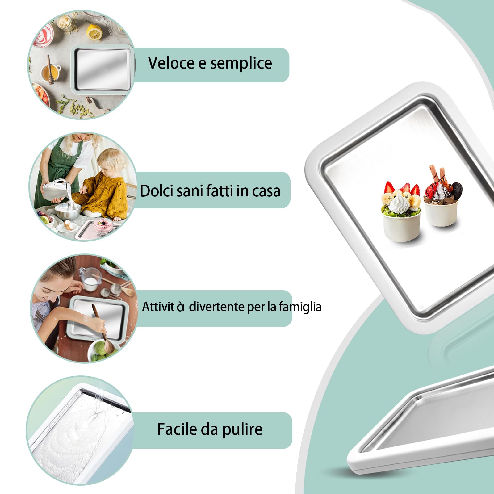 Macchina per il Gelato, Gelateria Con 2 Spatole, 26 x 21cm Macchine per gelato Soft Yogurt, gelato fatto in casa fai da te, Macchina Gelato Casa (Bianco, One Size)
