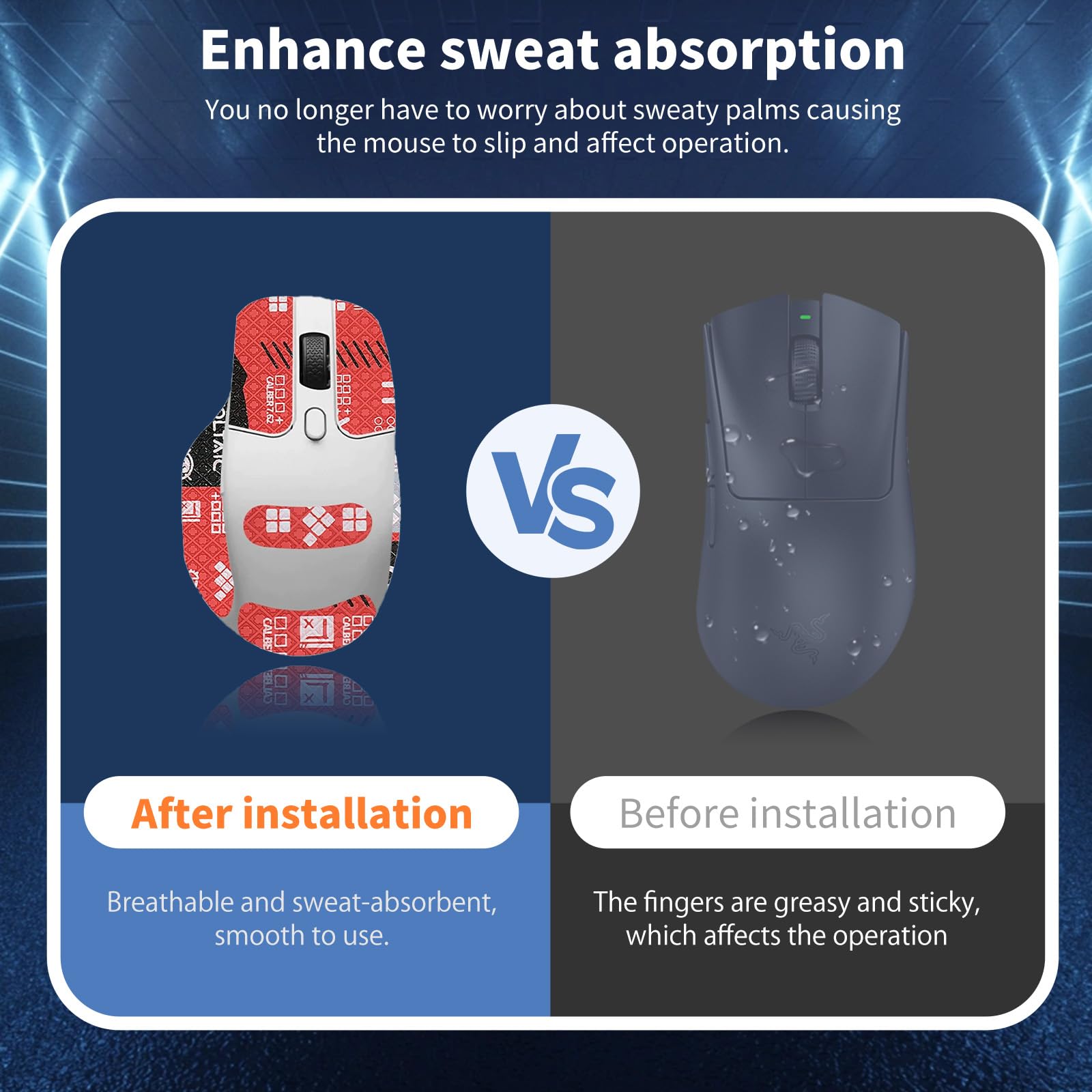 Mouse Grip Tape For Keychron M6 - Full Coverage Anti-Slip Kit (Black)