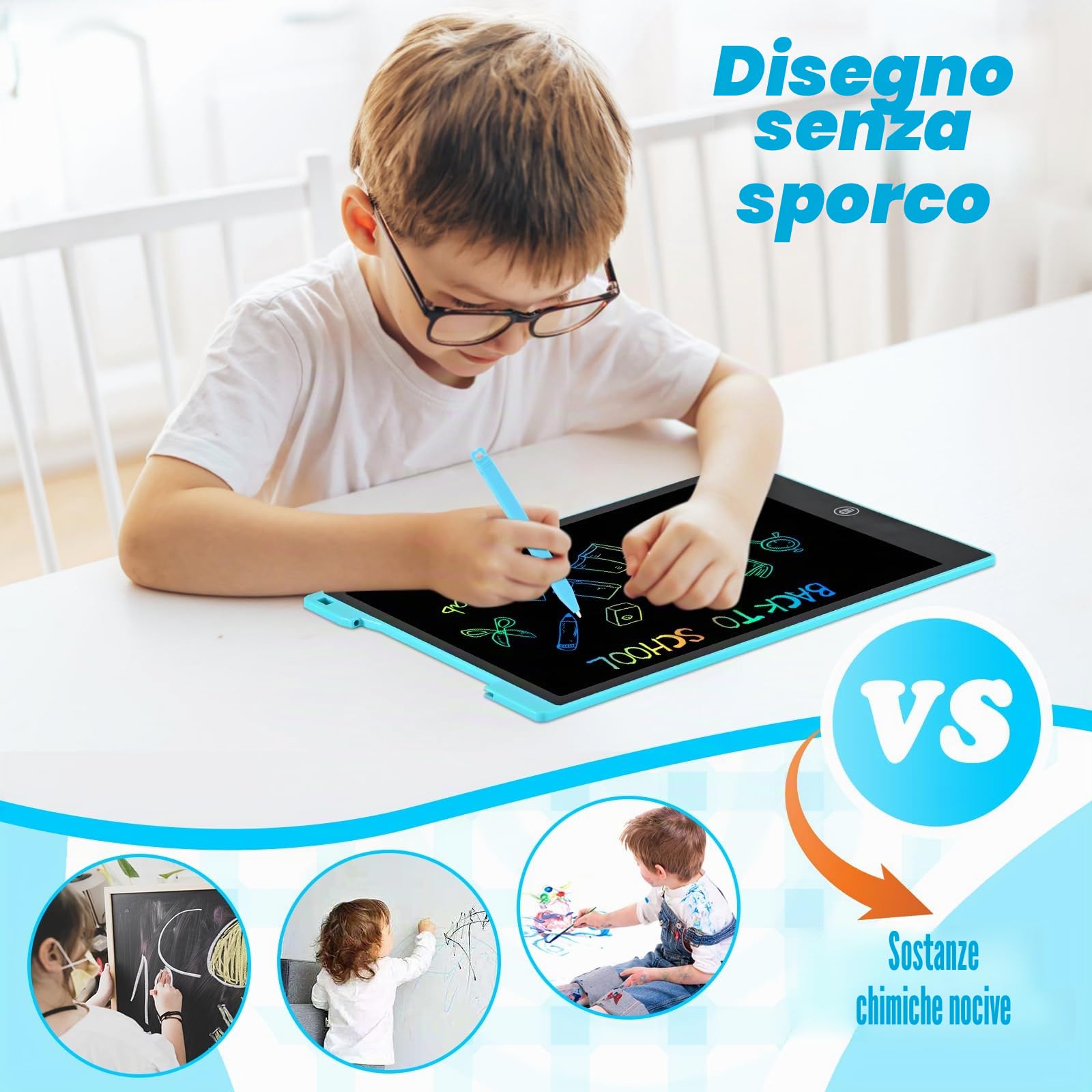 Giochi Bambini 3 4 5 6 7 8 9 Anni,cimetech Tablet Bambini 12 pollici Lavagna Cancellabile Regalo Bambina Bambino Natale Calendario Avvento 2025 Giocattoli