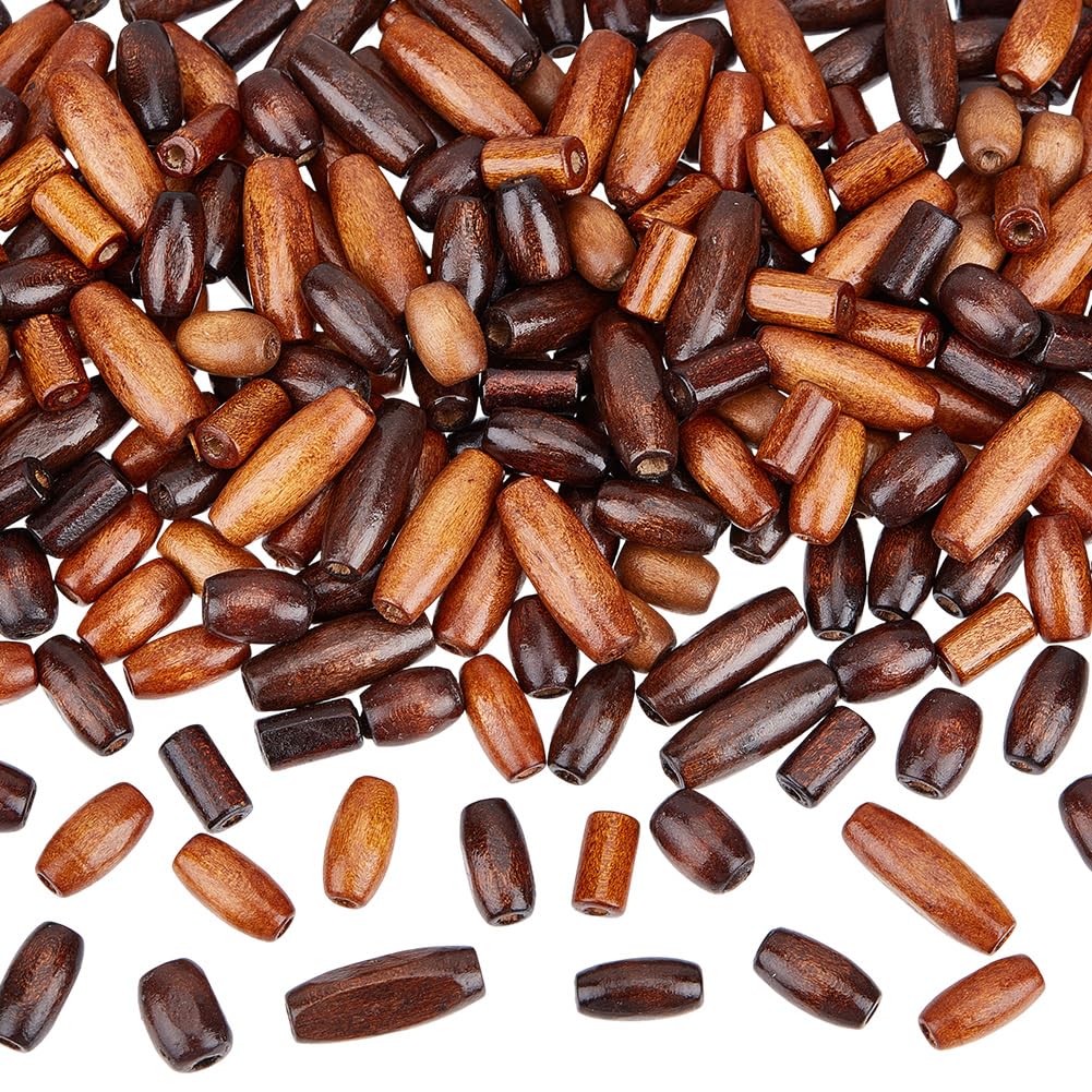 Perles en Bois Naturel SUNNYCLUE, lot de 240 tubes rétro marron de 8 styles pour création de bijoux
