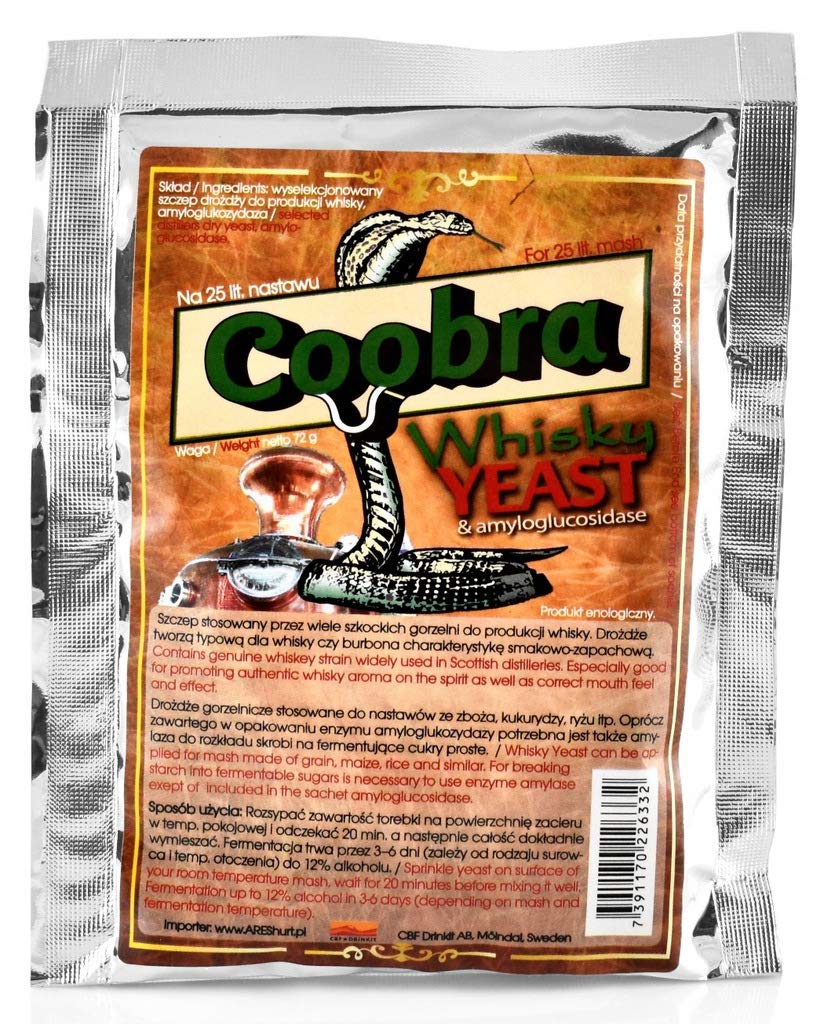 Whisky Yeast & Amyloglucosidase 72g - Turbo Yeast High Alcohol/Spirit Yeast/Vodka Yeasts/Moonshine/Alcohol meter