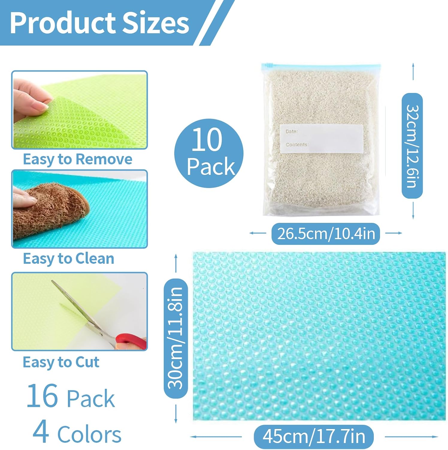 16PCS Refrigerator Liners, with 10PCS Zipper Food Storage Bags image 2