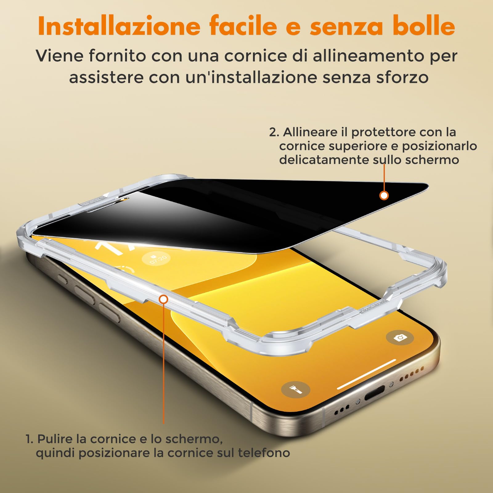 UNBREAKcable Privacy IPhone 15 Pro Max (2+2) | Vetro Anti-Spia 25° + 2 Protezioni Obiettivo | Anti-Impronte 9H