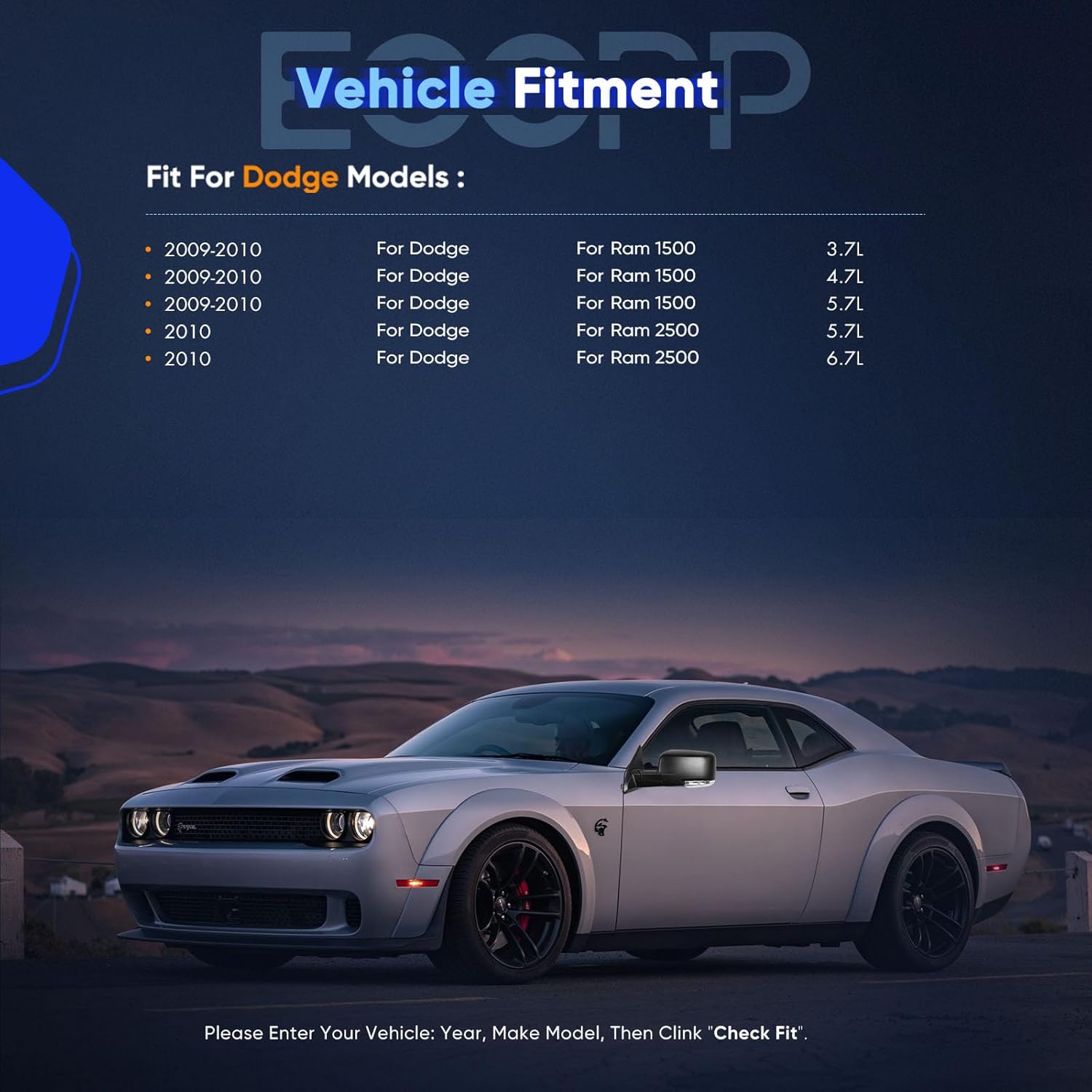 ECCPP Heated Side Mirrors Rear View Mirrors fit 2011-2013 For Dodge For Ram 1500 3500 2011-2015 For Ram 2500 2009-2010 For Dodge For Ram 1500 with Power Heated Turn Signal Light Manual Fold Black