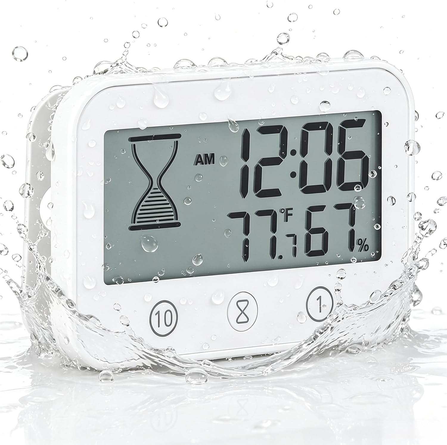 Shower Timer Waterproof, Digital LCD Bathroom Shower Clock with Suction Cup