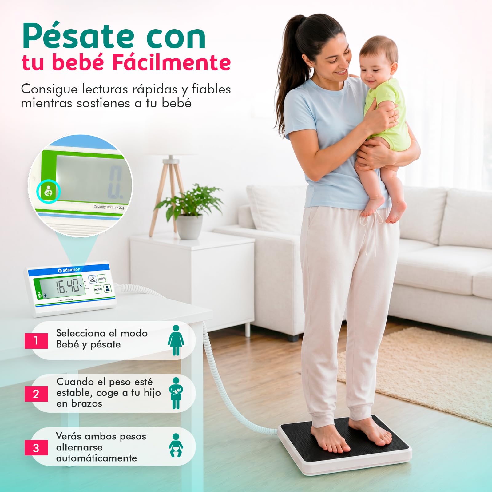 Báscula Médica Profesional Adamson – Plataforma Extra Ancha Digital