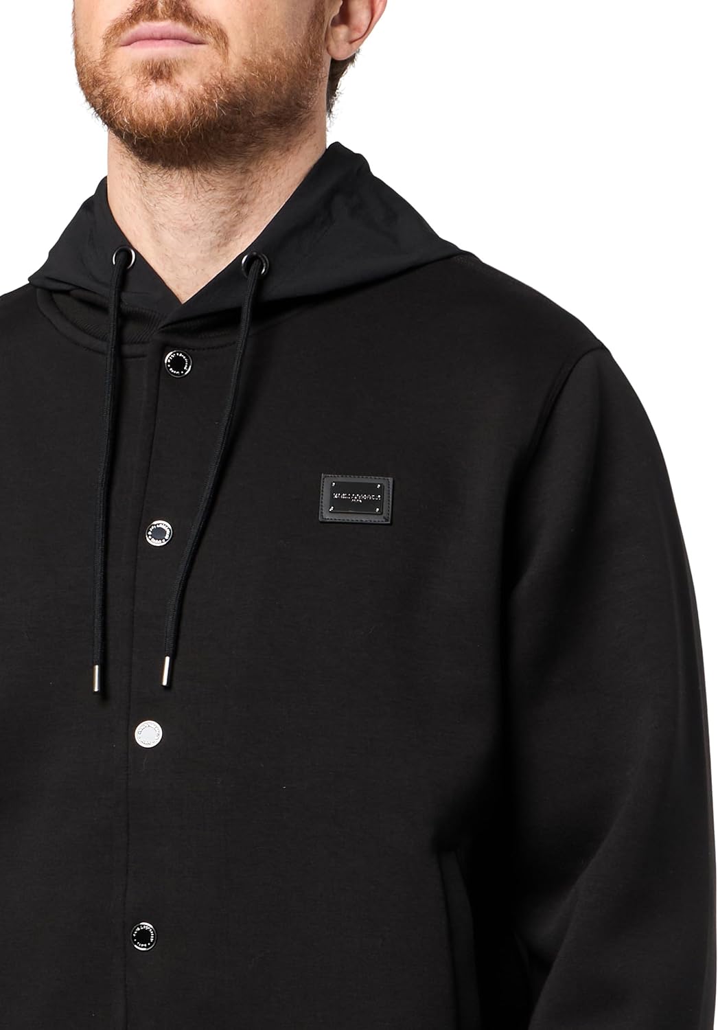 KARL LAGERFELD mens Hooded Bomber Style Long Sleeve Rib Knit Trims Jacket - Image 3