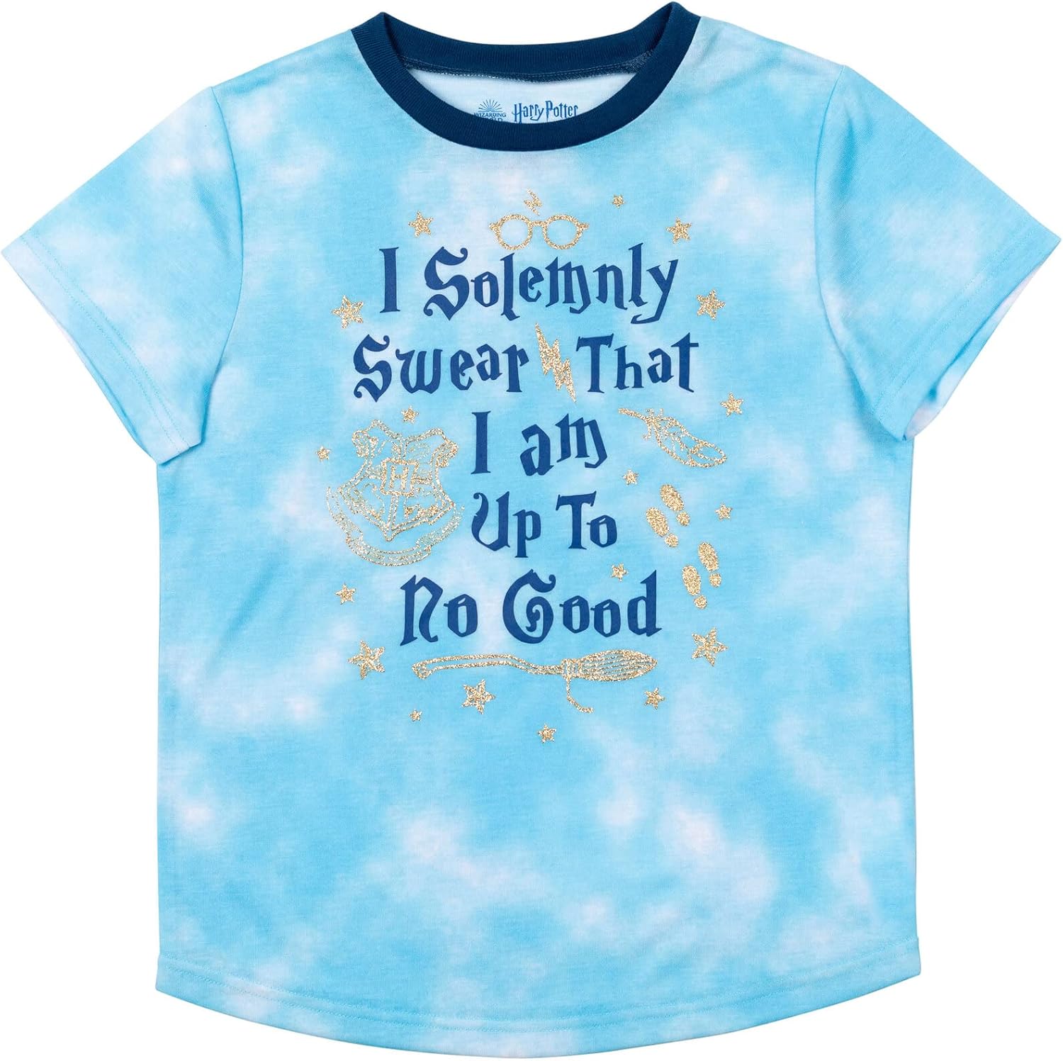 Harry Potter Gryffindor Hufflepuff Ravenclaw Slytherin Girls Pajama Shirt and Shorts Sleep Set Little Kid to Big Kid - Image 3