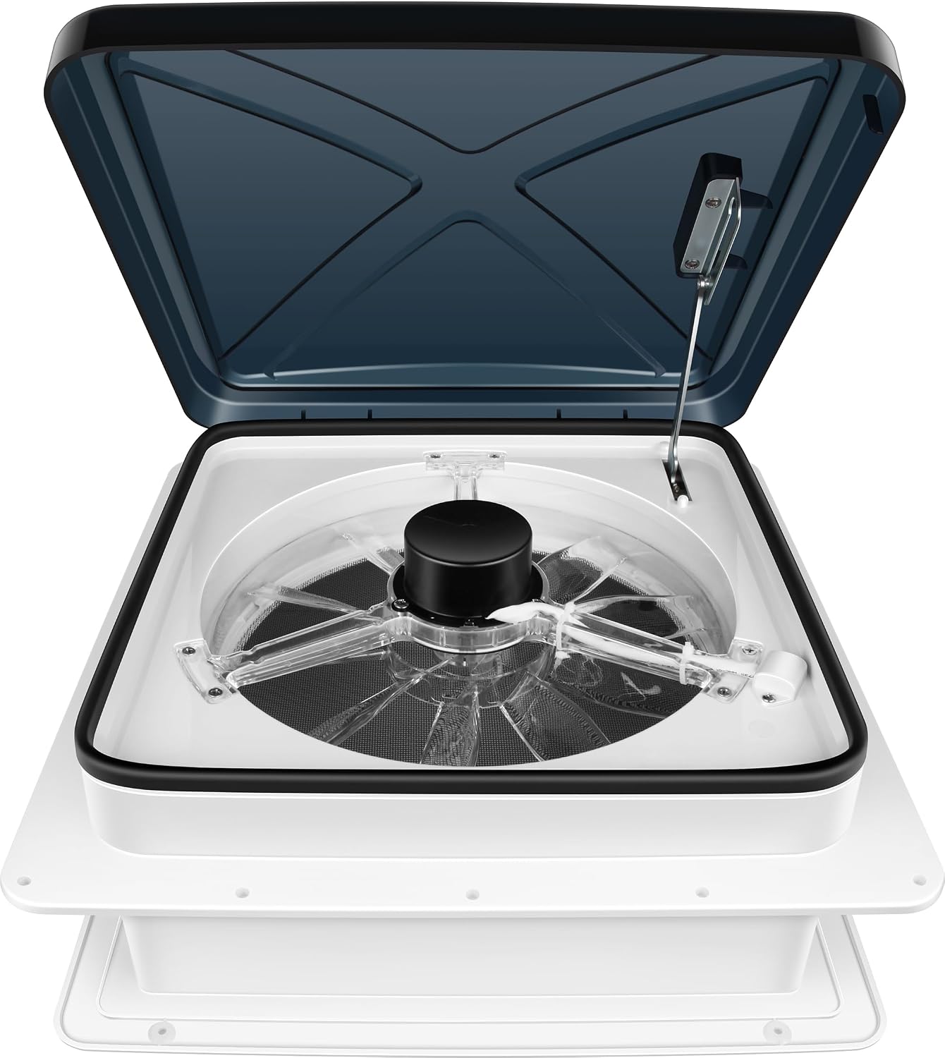 RV Roof Vent Fan — All-Climate 6-Speed Brushless Fan, 200-1100 CFM, 12V Reversible Motor for Hot Summer & Cold Condensation Control, 14×14" Black Lid (Black Lid)