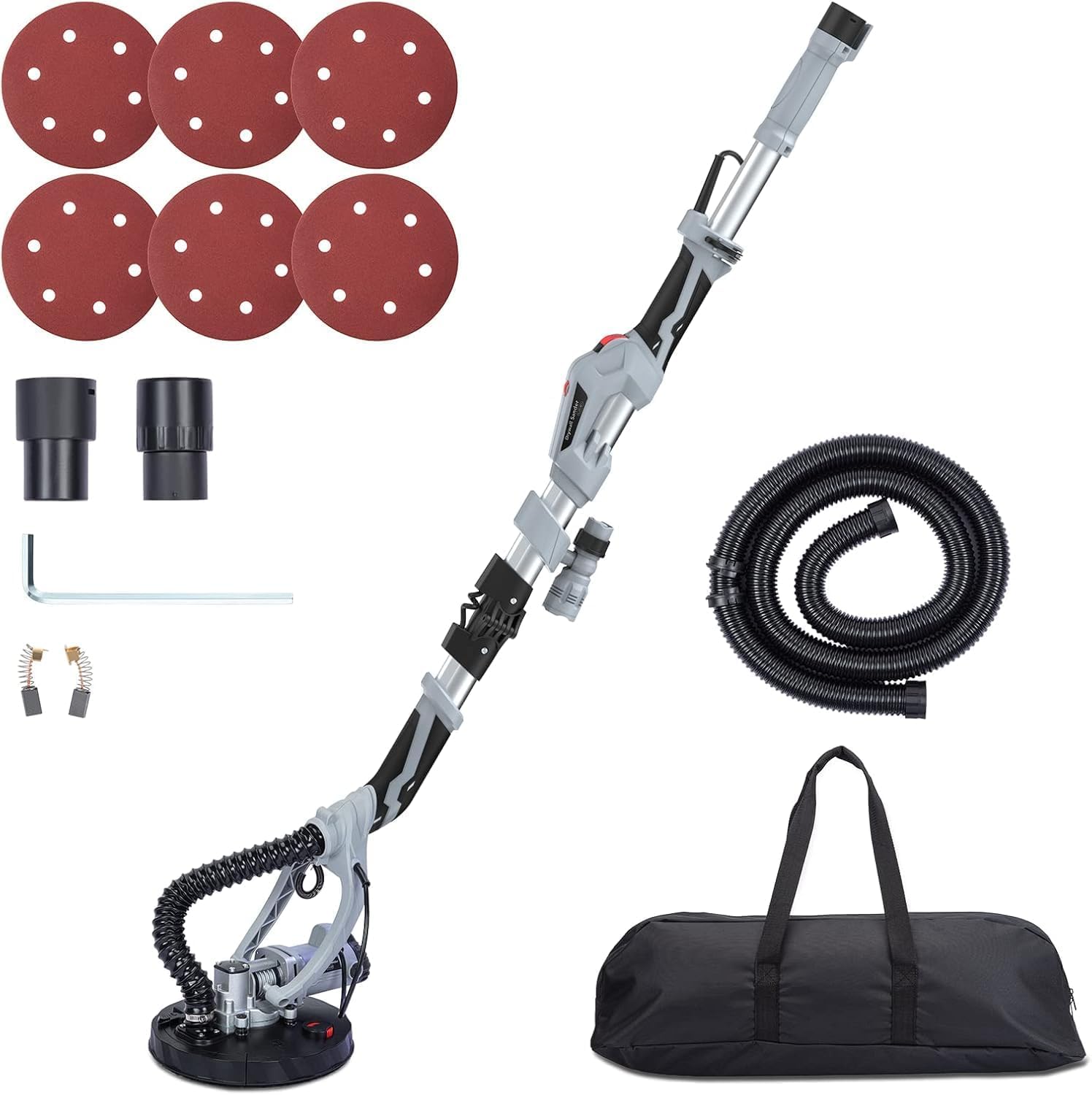 ElfinAura 710W Electric Drywall Sander - Variable Speed 800-1700RPM with 6.6FT Dust Hose, Adjustable Extension Rod, 6 Sanding Discs, LED Light & Carrying Bag.