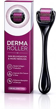 Derma Roller 1mm for Skin, 540 Microneedling Roller Facial Needle Face Roller,Derma Roller for Beard Growth, Hair Growth Roller For Body Face Scalp, Face Derma Roller for Women Home Use