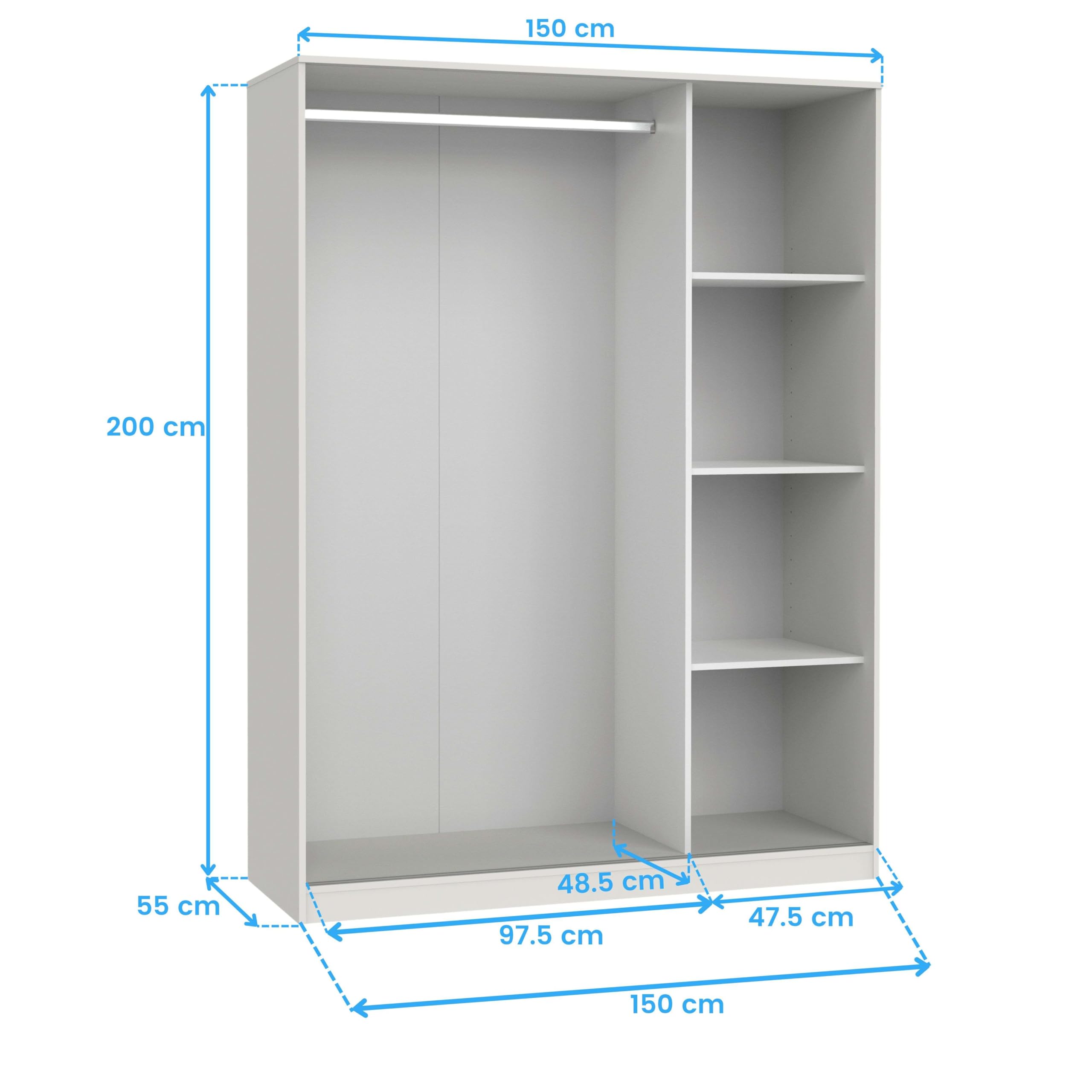 Miroytengo Pack Muebles Dormitorio Juvenil Tibet Estilo Contemporáneo en Color Blanco Mate (Cama 105x190 cm + Armario + Cómoda)