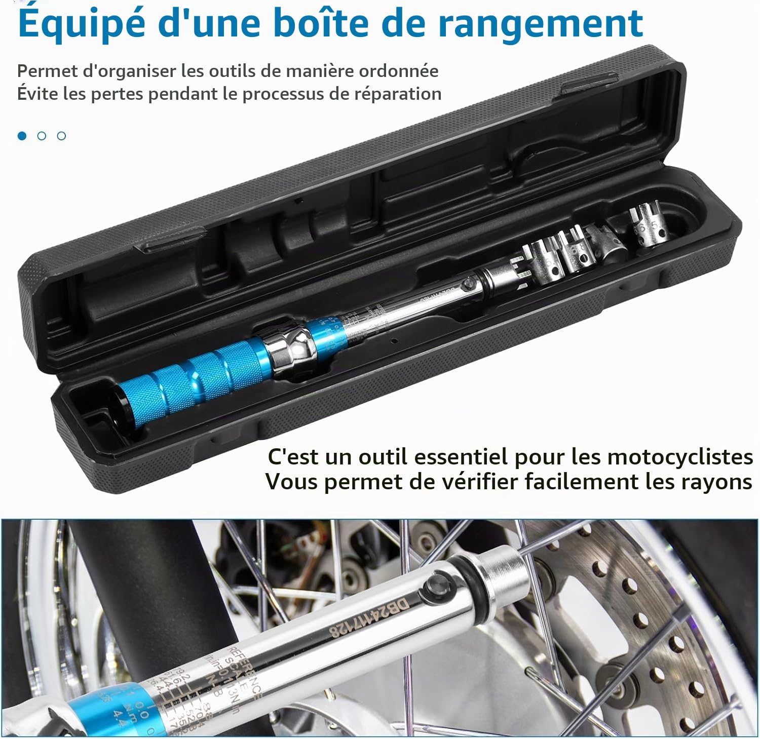 Clé Dynamométrique pour Vélo et Moto 2-10 NM Précision ±4% Clé Dynamométrique avec Boîte de Rangement pour Vélos Route y Montagne, Moto