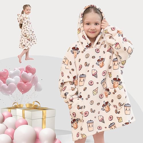 Miniatura 24 de Wearable Blanket Hoodie for Kids Oversized Sherpa Blanket Hoodie for Kids Boys Girls Teens 6-13YR,Navy Shark