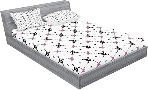 Miniatura 405 de Ambesonne Juego de sábanas bajeras y fundas de almohada occidentales, sombrero de vaquero con temática del salvaje oeste y cuerda de ganadería vieja