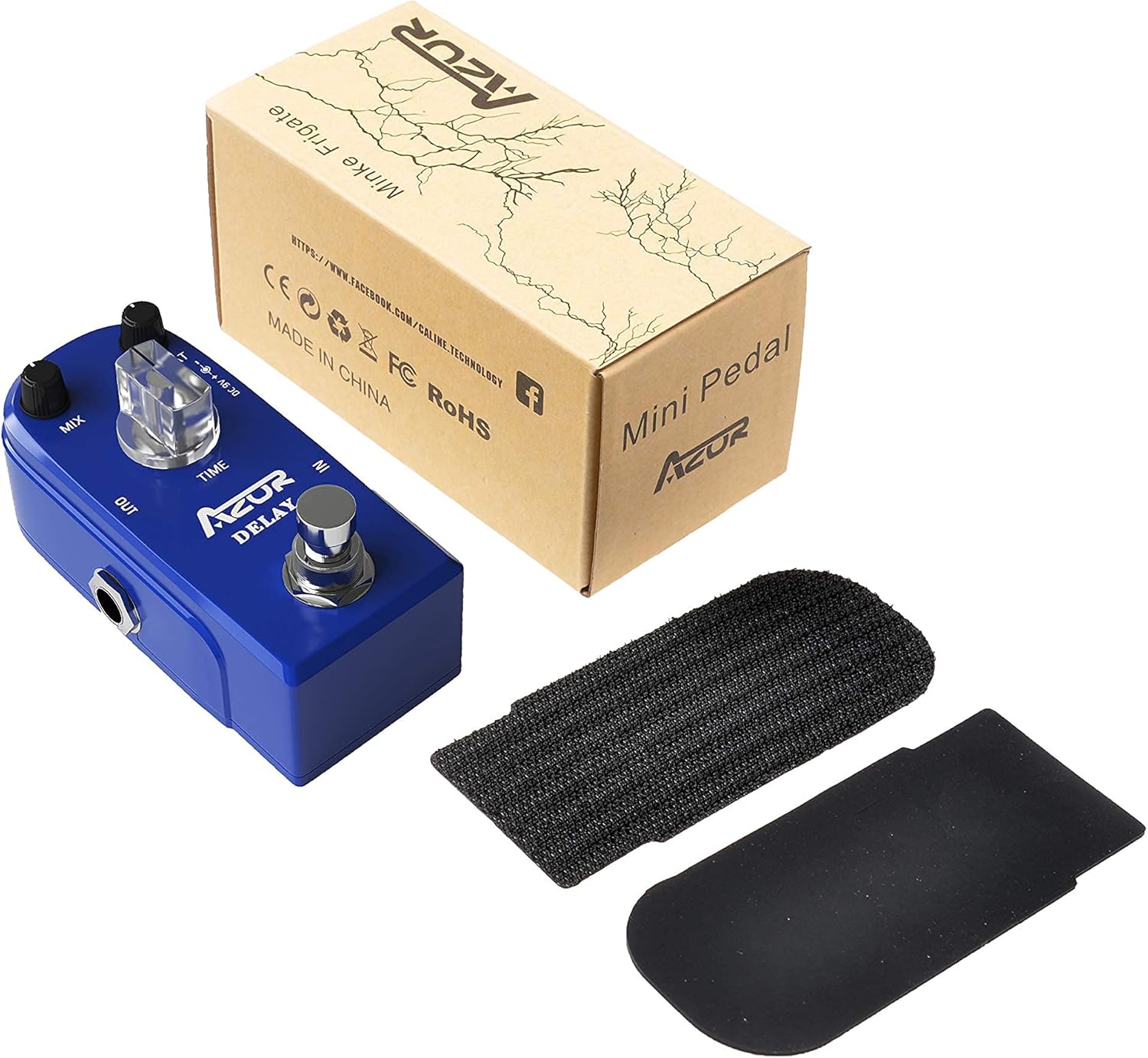 AZOR Vintage Analog Delay Guitar Effect Pedal with Guitar Effect Pedal Cables 3 Pack (Gold)