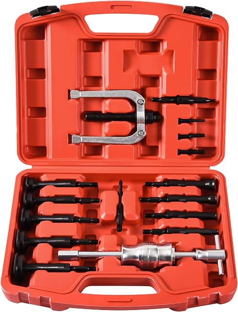 DHA 16pc Blind Hole Collet Bearing Puller Set, Inner Internal Bearing Race and Seal Extractor Kit, Slide Hammer Pilot Insert Bearing Remover Removal Tool