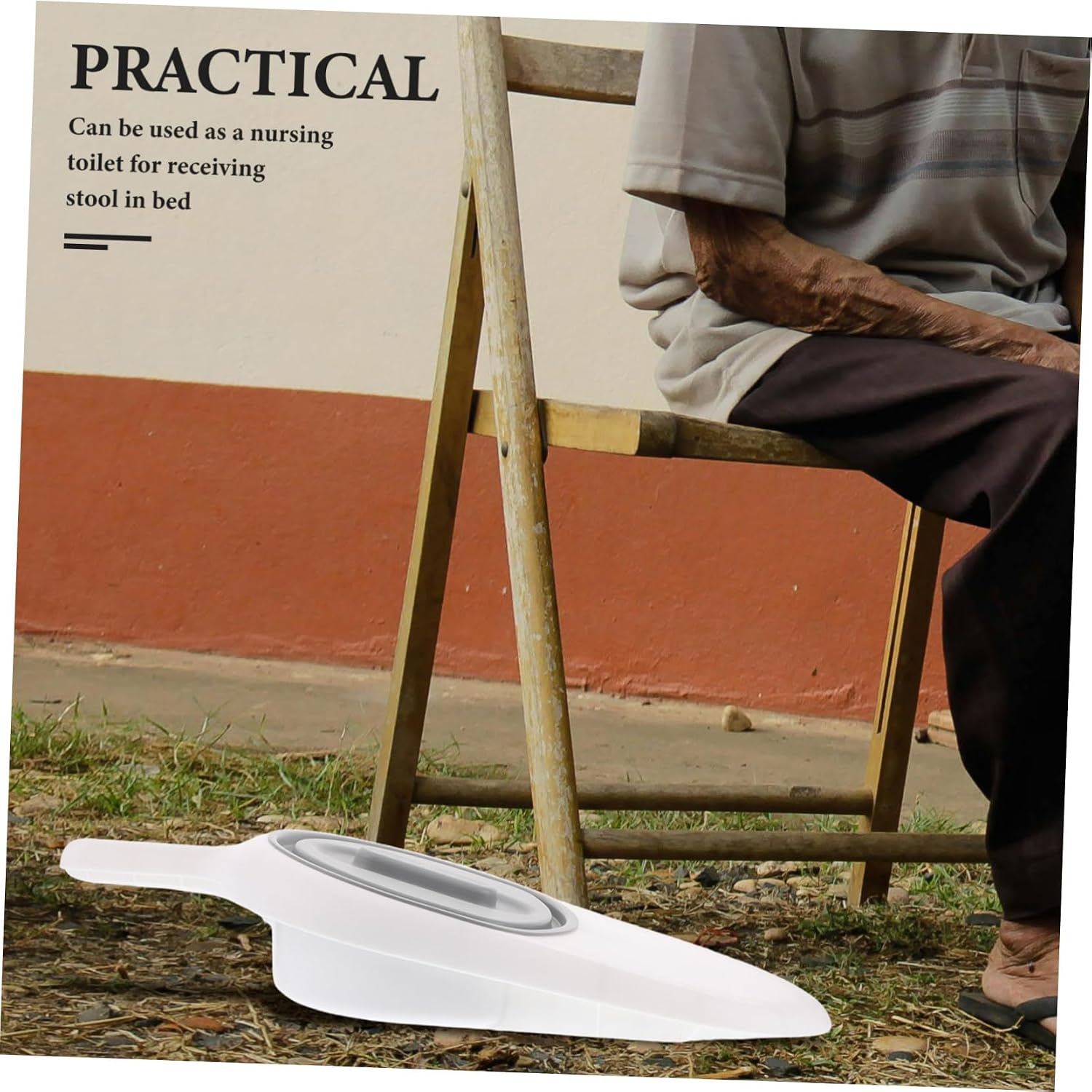 Long Handled Pan for Elderly Care Durable Urine Pot for Women and Men for Bedridden Patients Easy to Use Portable Urinal for Seniors +