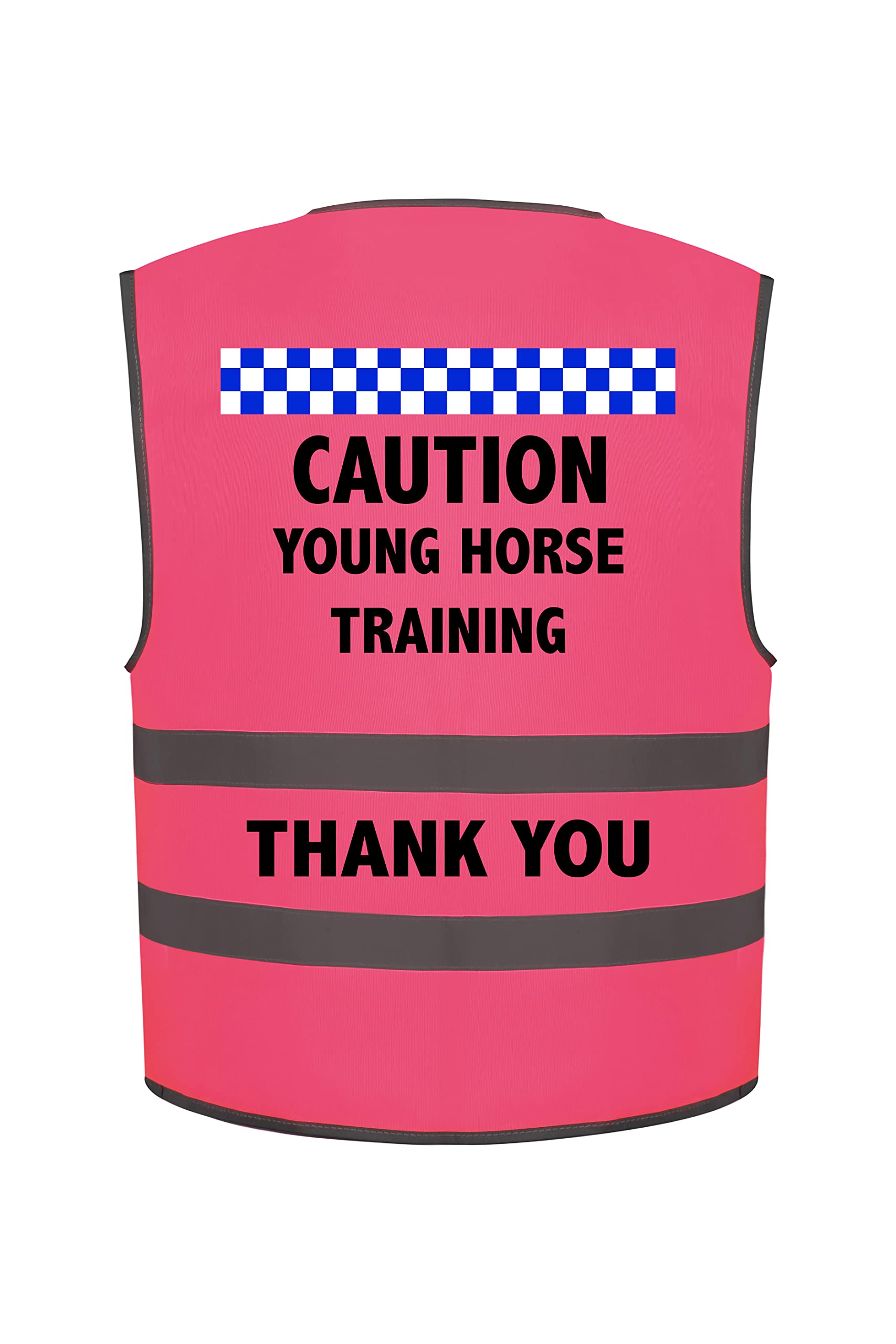 Horse Riding Hi Vis Safety Vest Visibility Waistcoat Caution Young Horse Training (Childs Small - 28/30", Pink)