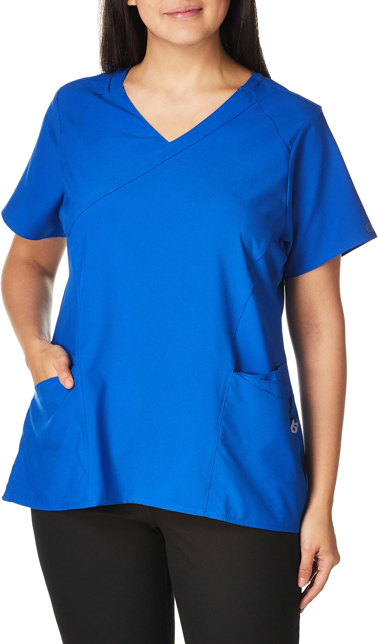 WonderWinkWomen's Mock Wrap Solid Scrub Top X-Large Royal