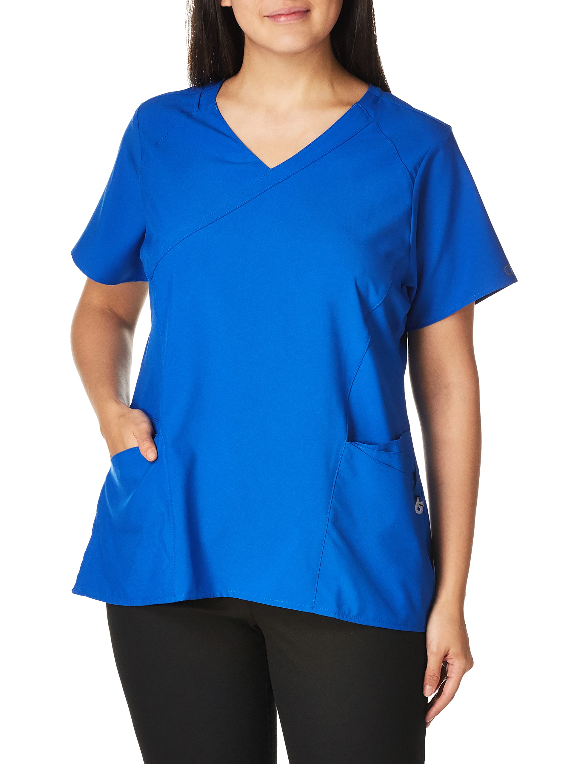 WonderWinkWomen's Mock Wrap Solid Scrub Top X-Large Royal