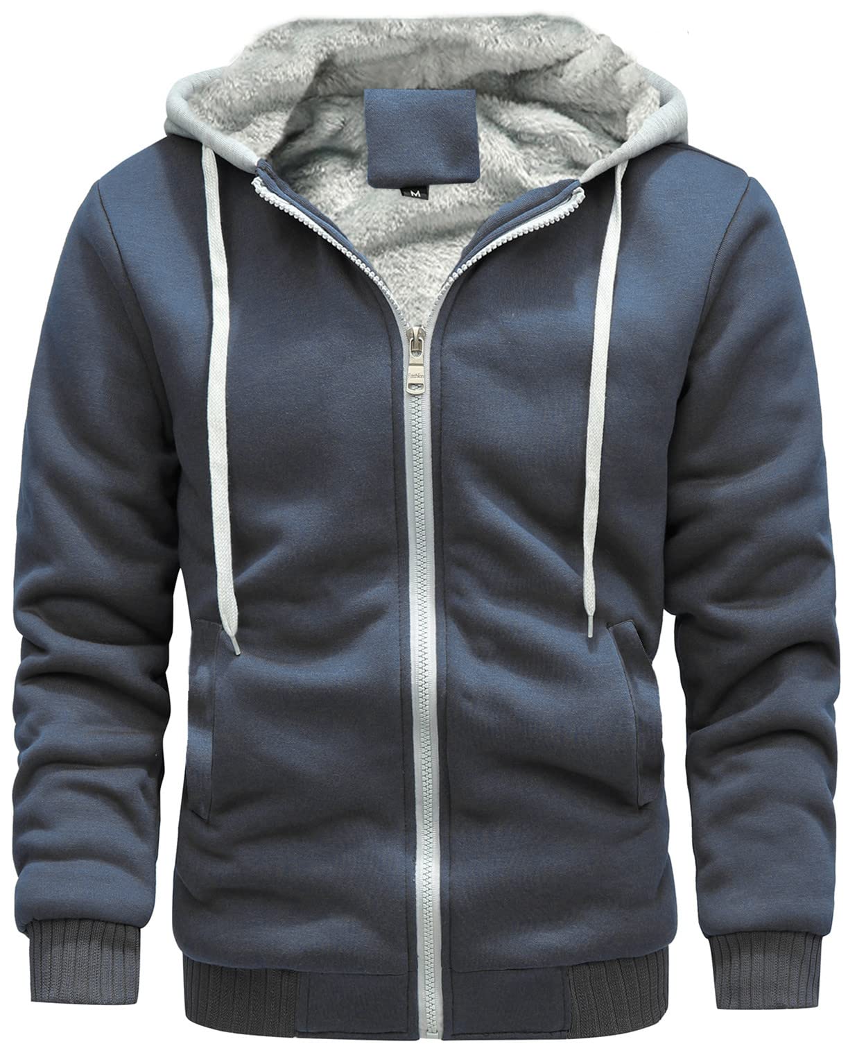 VSUSN Felpa Uomo con Cappuccio Invernale, Felpe Pile con Cappuccio di Spessore, Hoodie con Cerniera Integrale