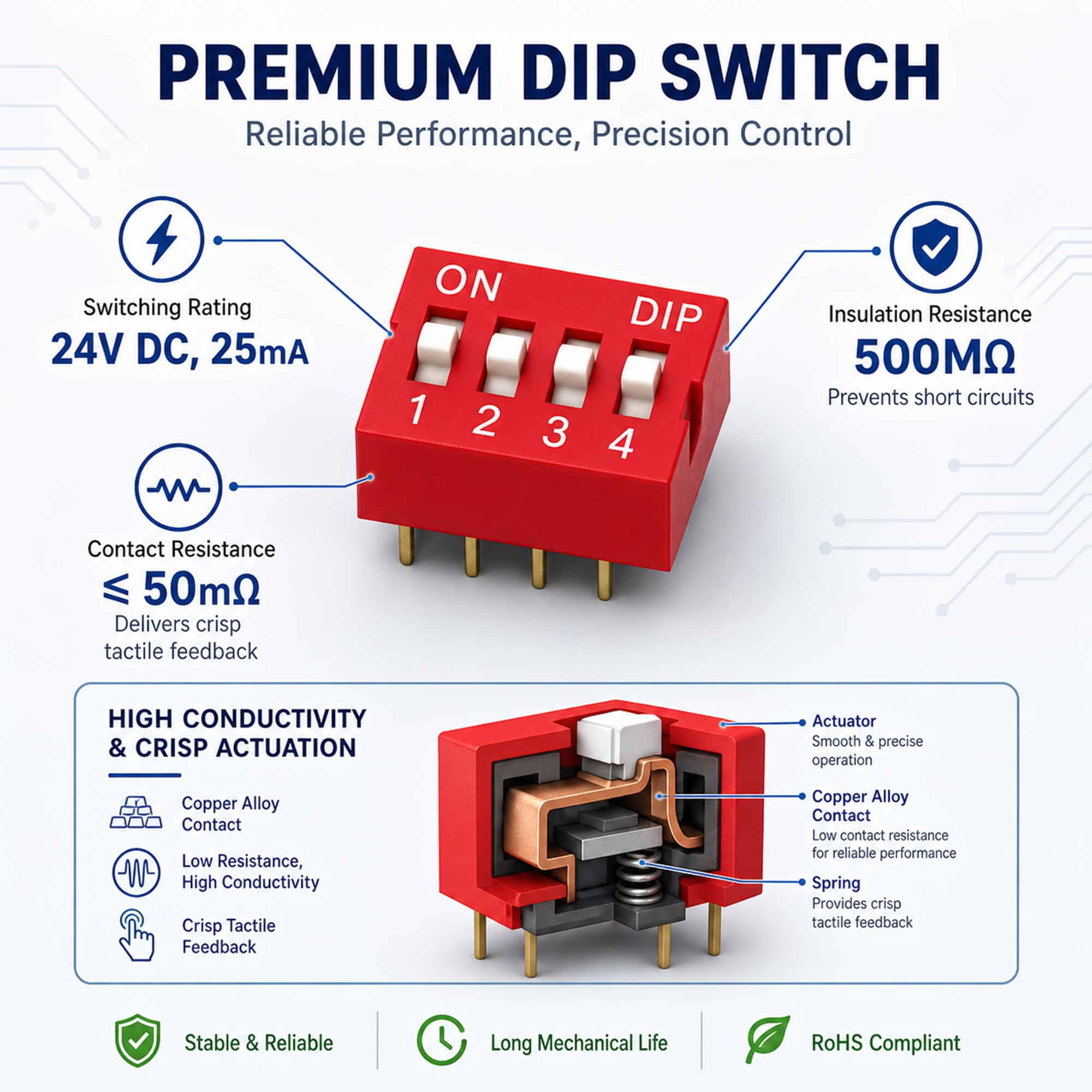 35Pcs DIP Switch Assortment Kit 2.54mm Pitch Slide Type Toggle