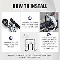 Vista 4 de Juego de frenos de bicicleta tipo V delanteros y traseros para bicicleta, palanca de freno MTB, kit de cables interiores y exteriores con llaves