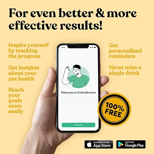 Miniatura 4 de ColonBroom Polvo de cáscara de psyllium con stevia (frutas tropicales)  Limpieza de colon para alivio de la hinchazón y salud intestinal  Bebida en