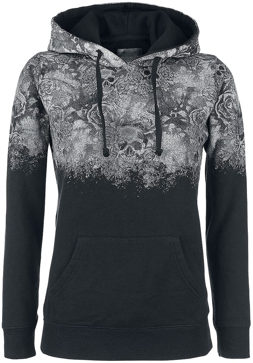Rock Rebel by EMP Femme Sweat à Capuche Noir avec Impression tête de Mort