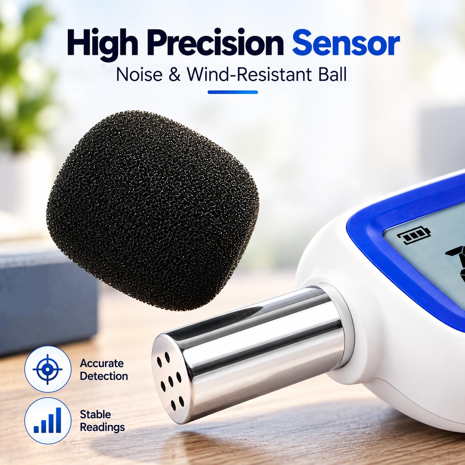 Decibel Meter Bluetooth, Portable Sound Level Meter with Data Logging, Can Fit with Smartphone App Recording, 30 to 130dBA Noise Decibel Meter SPL Meter w/Data Hold MAX MIN Alarm Backlit LCD Display — Amazon image 5